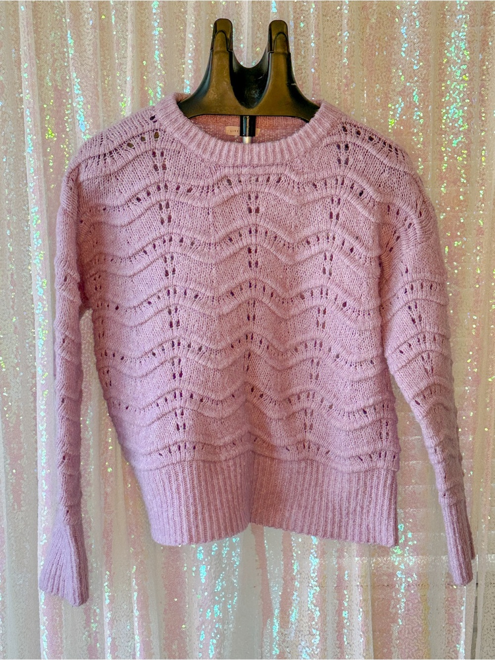 Little Lies Oversized Lavender Wave Knit Sweater Size Women’s S/M